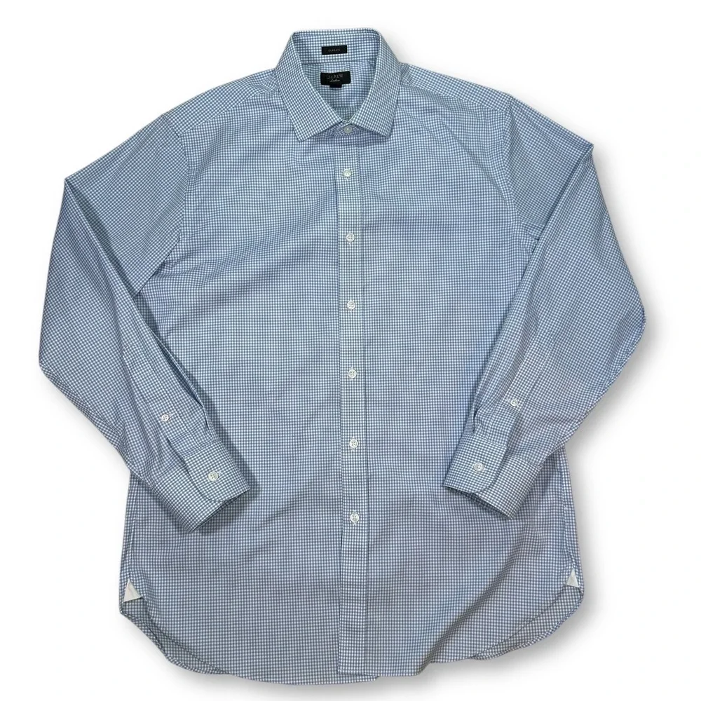 J.Crew Ludlow Dress Shirt‎ Classic Fit Gingham Checkered Blue Size 16/33